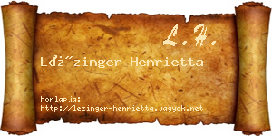 Lézinger Henrietta névjegykártya